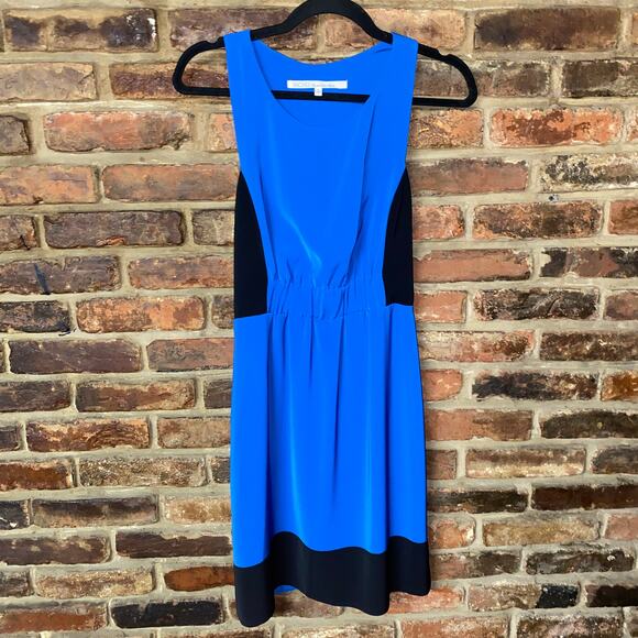 Rachel Rachel Roy Blue & Black Sleeveless Color Block Mini Dress Women's Size 4 - Picture 1 of 6